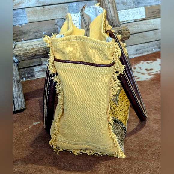 Myra Supine Canvas & Leather With Concho & Studs Handbag - Picture 6 of 16